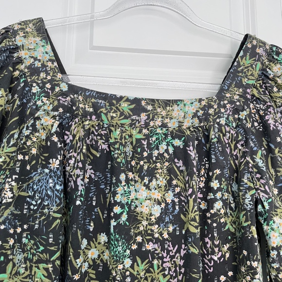 LC Lauren Conrad Romantic Floral Square Neck 3/4 Sleeve Blouse size Small - Picture 3 of 11